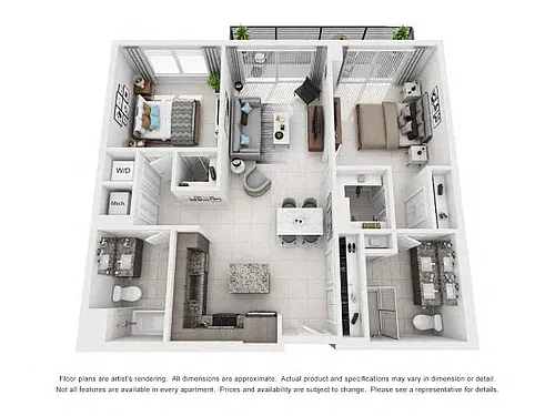 Floor plan 2 Bed/2 Bath-1B1