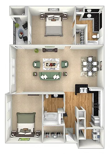 Floor plan B3 (2x2 Island Park)