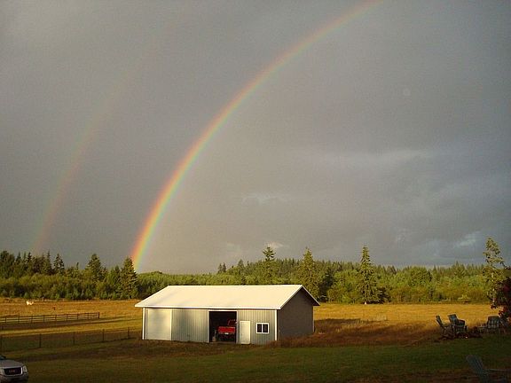 rainbow over shop