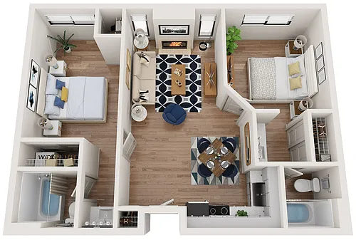 Floor plan Two Bed x Two Bath