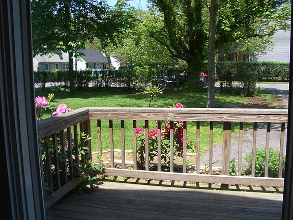 Looking out over front deck to yard