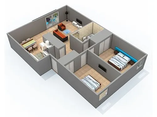 Floor plan 2 Bed 1 Bath