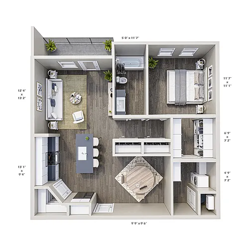 Floor plan 1C - One bedroom One Bathroom - DLX