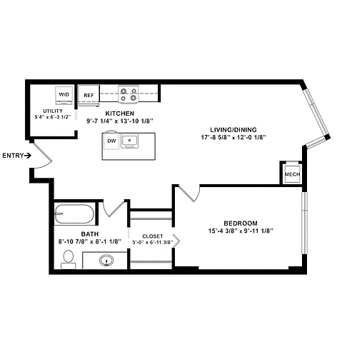 Floor plan 1 Bed/1 Bath-a1.1