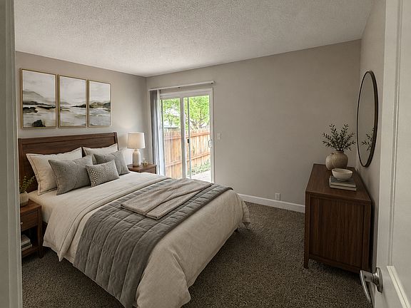 View into the upstairs master bedroom or office. Has a private slider out onto the patio and access to the first-floor bathroom