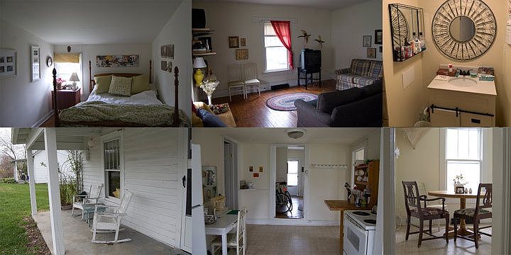 A collage showing how one tenant set the house up