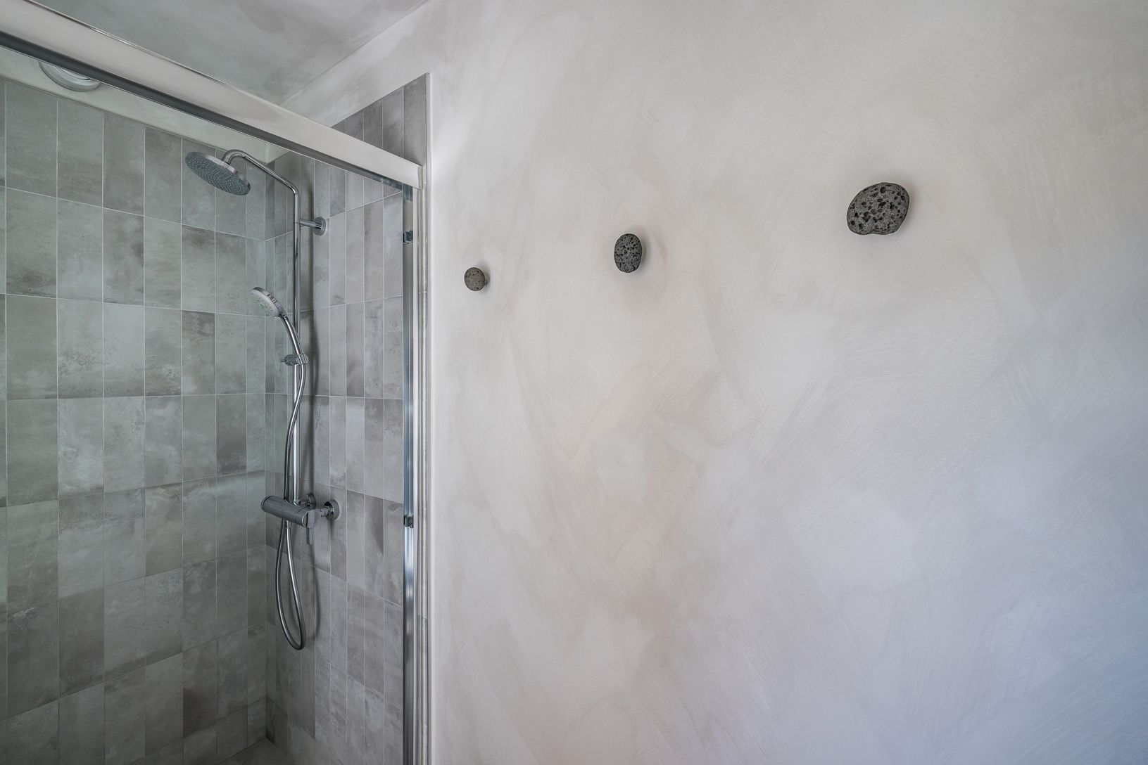 Custom limewash with designer tile