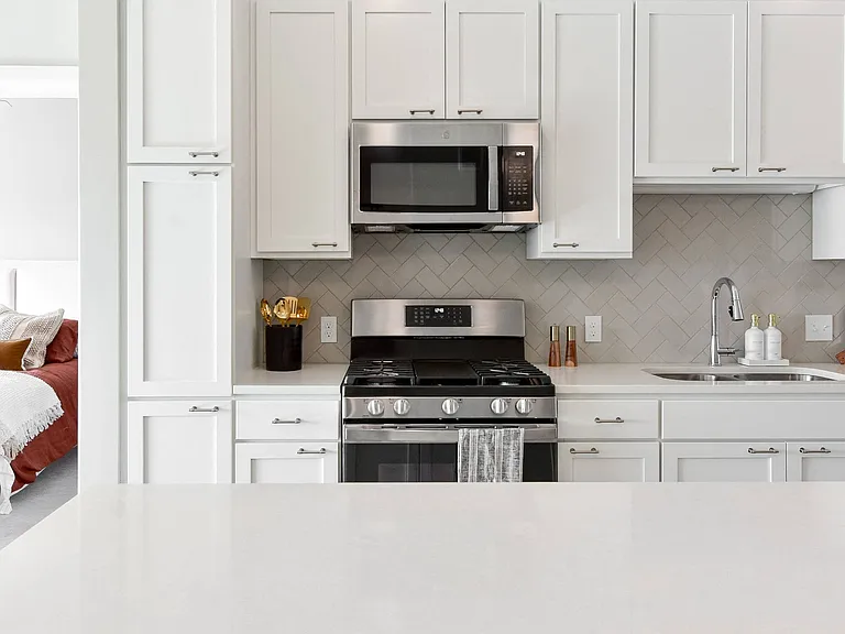 Stainless steel appliances at The Hallon luxury apartments in Hopkins, MN