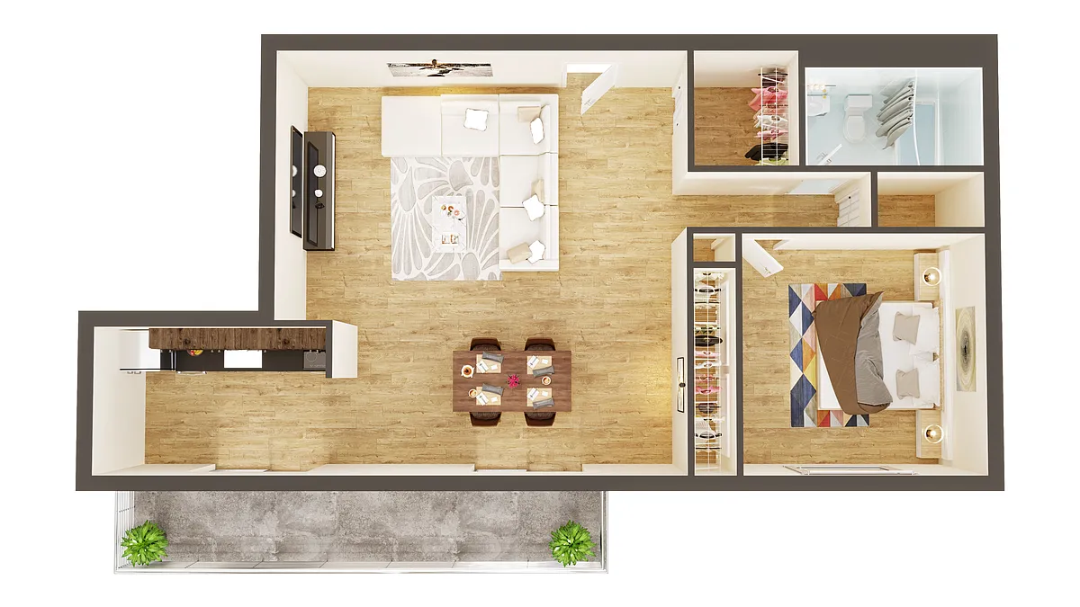 Floor plan Lrg. 1br. Suite