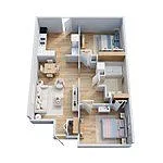 Floor plan 2 Bed | 1 Bath Affordable TH