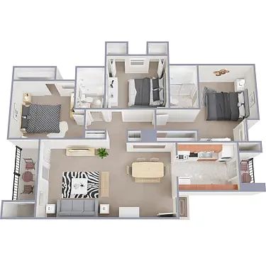 Floor plan Three Bedroom Two Bath