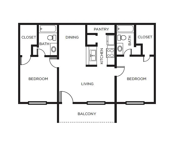 Floor plan 2 Bed/2 Bath