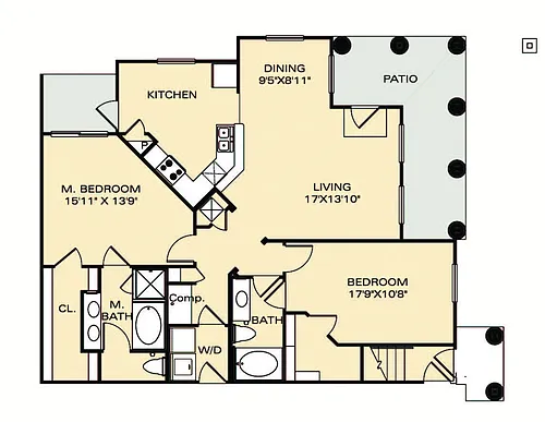 Floor plan Two Bedroom Martinique - Call for Availability