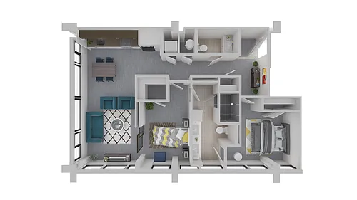 Floor plan B2 - 2 Bedroom 1.5 Bath