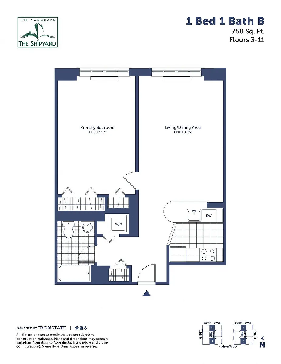 Floor plan 1 Bed 1 Bath B