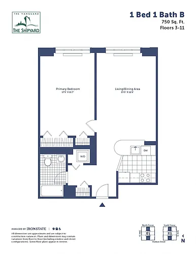 Floor plan 1 Bed 1 Bath B