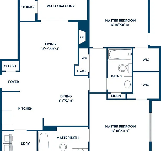 2 Bedroom | 2 Bath | 1070 SF 2 Bedroom | 2 Bath | 1070 SF