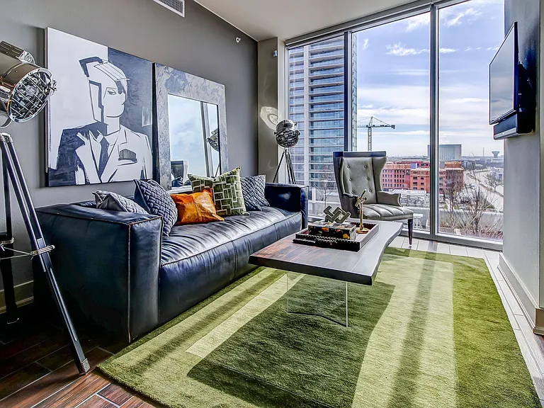 Floor to Ceiling windows with Roller Shades