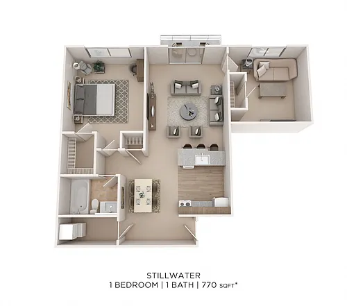 Floor plan One Bedroom - 770 sqft