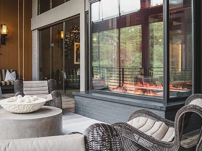 Our screened-in porch is connected to the club room