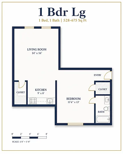 Floor plan 1 bed 1 bath large