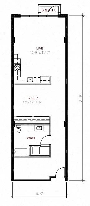 Floor plan 1 Bed 1 Bath Plus Den A8