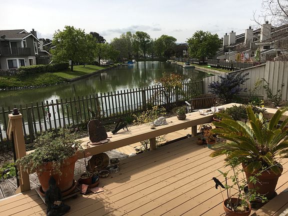 Backyard deck looking down t