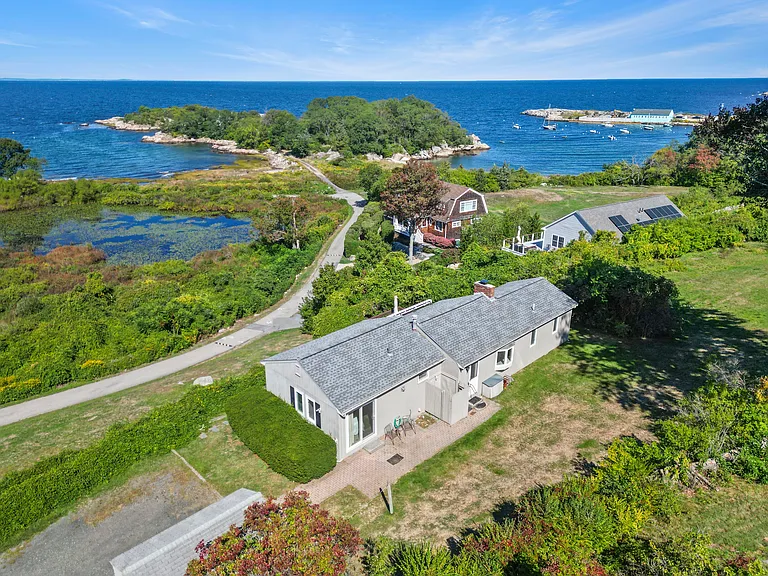 Back of house with views