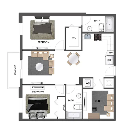 Floor plan B2 + Den