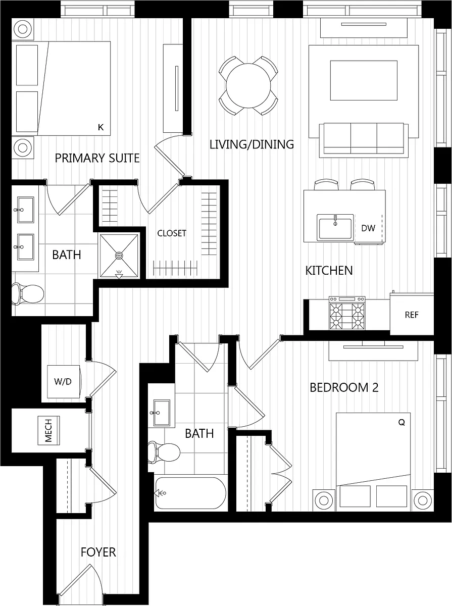 Floor plan 2 Bed/2 Bath-I7