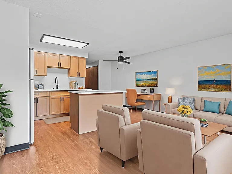 Open concept living area at Rose park Plaza