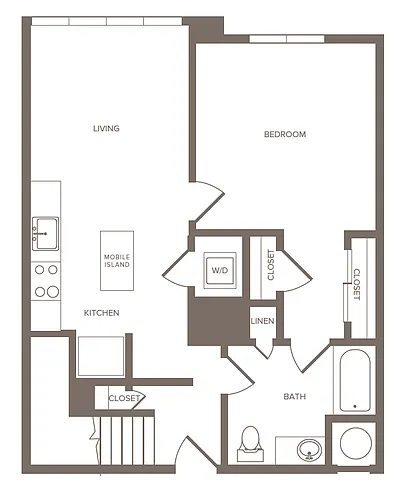Floor plan 1 Bed/1 Bath-E