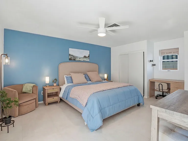 Cozy king bed with everything you need in your own private space.