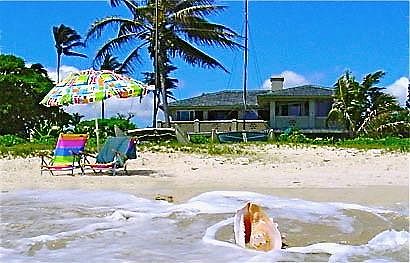 Right on the beautiful beach.