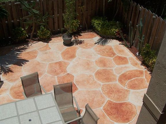 Patio with artistic concrete