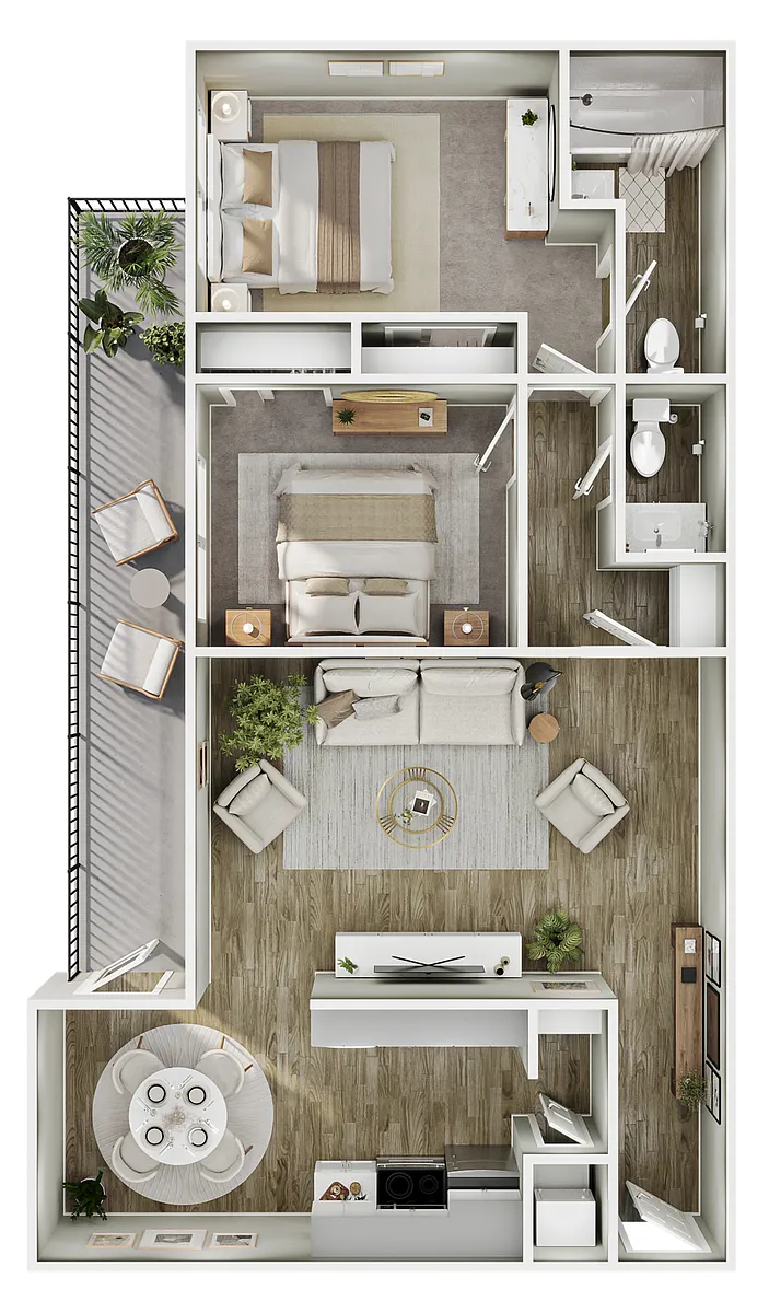 Floor plan 2 Bed, 1.5 Bath