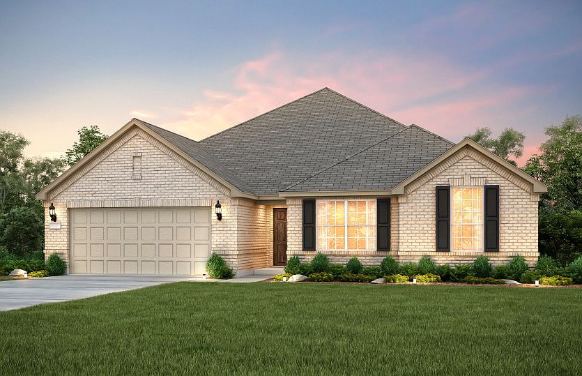 The Northlake, a one-story home with shutters and 2-car garage, shown with Home Exterior A