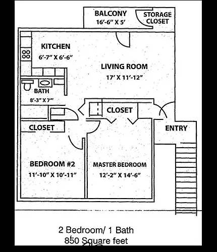 Floor plan Barclay Square 2 Bedroom