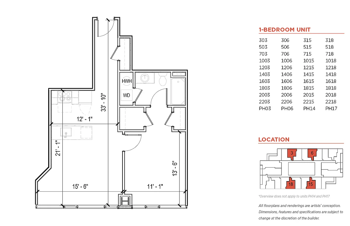Floor plan One Bedroom Style 1