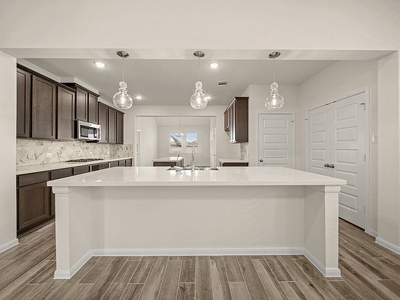 Kitchen with pendant lighting