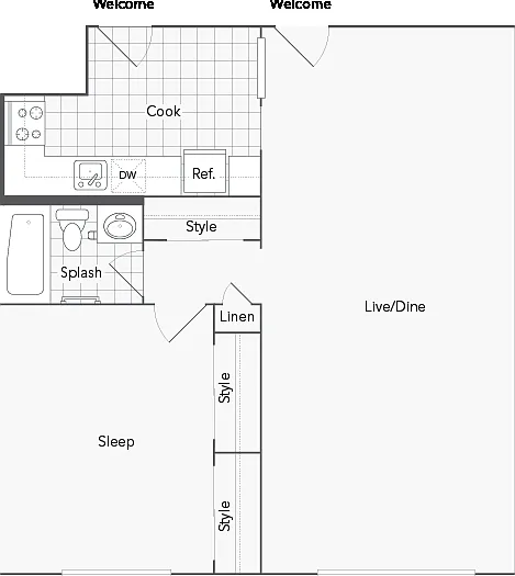 Anderson 1-Bedroom Floorplan Anderson 1-Bedroom Floorplan