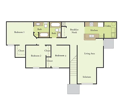 Floor plan Three Bedroom Two Bath