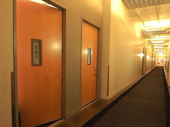 Hallway and front door of loft