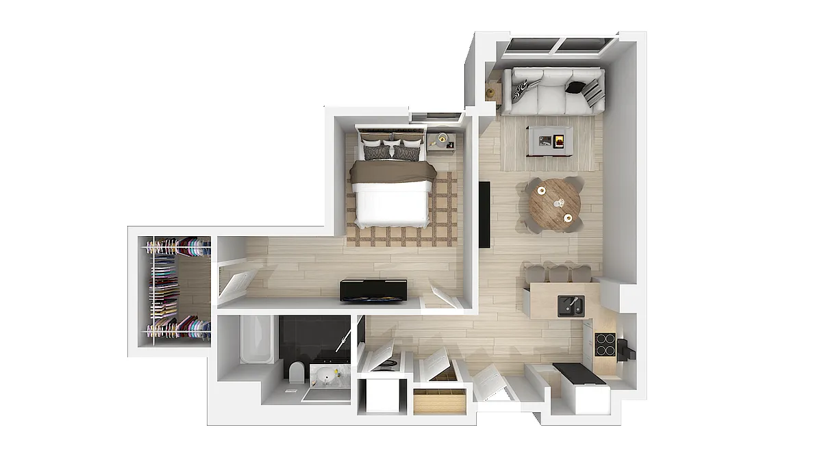 Floor plan One Bedroom One Bath G