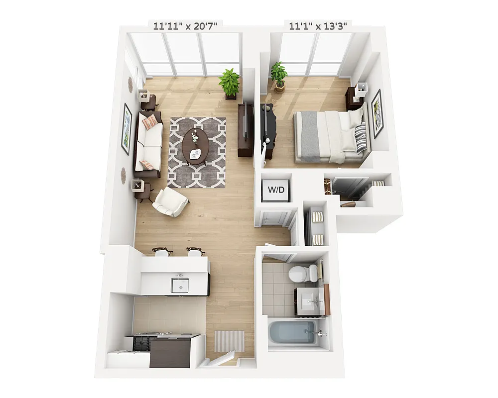 Floor plan One Bedroom (A1B-795)
