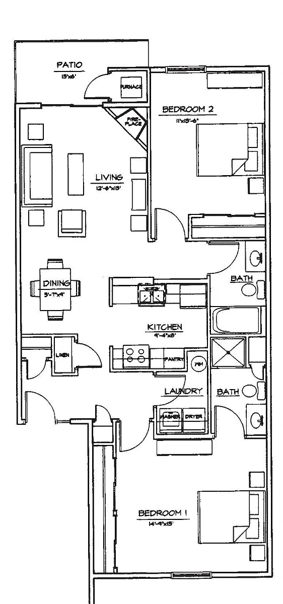 Floor plan 2 Bedroom 2 Bathroom