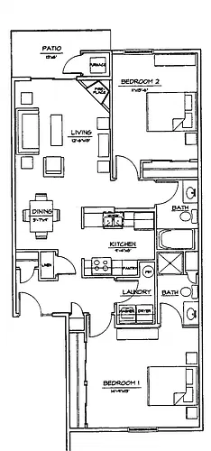 Floor plan 2 Bedroom 2 Bathroom