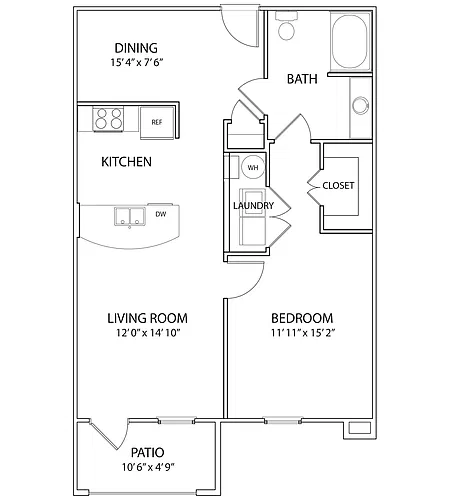Floor plan Tranquility | 1x1 | 802 sf