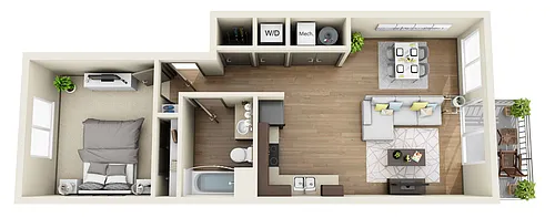 Floor plan 1 Bedroom - 1 Bathroom