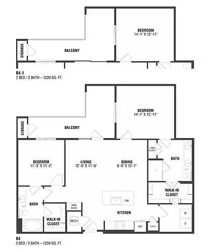 Floor plan 2 Bed/2 Bath